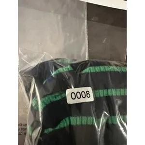 Emery Rose Womens Large Green Navy Striped Ribbed Ruched Sleeveless Tank Top thumbnail 4