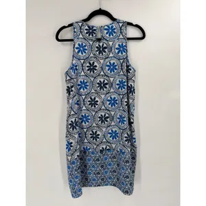Mud Pie Shift Dress Womens Small Blue‎ White Floral Medallion Coastal Preppy Mod thumbnail 6