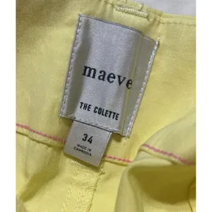 Anthropologie Maeve The Colette Cropped Wide Leg Pant Yellow Linen Size 34 NEW thumbnail 4