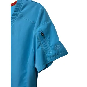 Dickies Womens V-Neck Scrub Top Blue Short Sleeve Medical Nurse Healthcare Large thumbnail 8