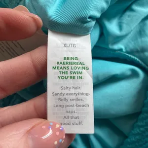 NWT XL Aerie Shimmery Crinkle Birthday Scoop Cheekiest One Piece Swimsuit Blue thumbnail 8