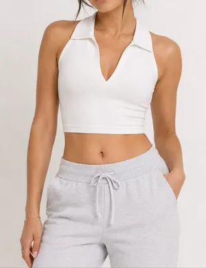 Gilly Hicks White Halter Crop Tank XXS Soft Girl Y2K Active Top thumbnail 1