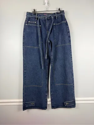 New EDIKTED Funky Stitch Low Rise Jeans dark denim size medium thumbnail 3