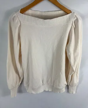Ann Taylor LOFT Off Shoulder Cream Sweater Size Small thumbnail 1
