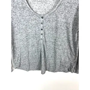 Victorias Secret Grey Heathered Long‎ Sleeve Henley Shirt Womens Small S Relaxed thumbnail 2