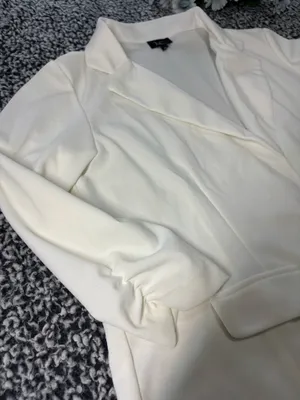 Single-Breasted Blazer ,Ruched 3/4 Sleeves , notched lapels -White XL thumbnail 3