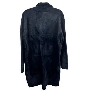 Cyrus Womens Black Fuzzy Longline Cardigan Heavyweight Coat Notched Lapel XL thumbnail 2