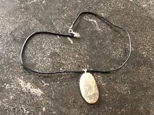 Handmade Awesome Necklace Black Cord W Beach Stone Pendant thumbnail 6