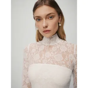 NWT Reformation Otrano Lace Maxi‎ Dress Ivory Mock Neck Long Sleeve Bridal XS 2 thumbnail 3