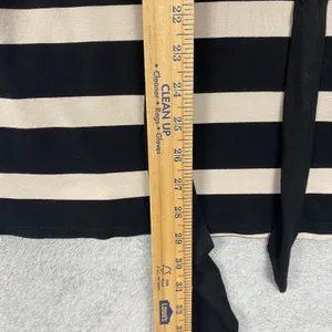 White House Black Market Dress Womens Medium Black Beige Stripe Cowl Belt Knit thumbnail 3