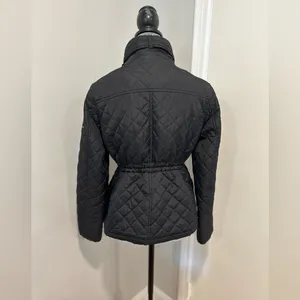 Michael Kors Petite Large Black Quilted Moto Jacket. Double Zip. Cinched Waist thumbnail 2