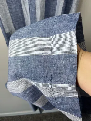Beach Lunch Lounge Linen Blend Cropped Jumpsuit Blue Stripe Wide Leg Coastal Lg thumbnail 8