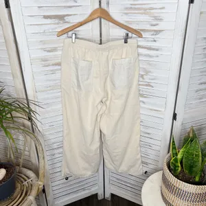 URBAN OUTFITTERS 90s Y2K Wide Leg Corduroy Pants Cream Size Large thumbnail 11