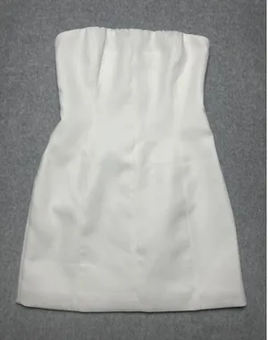 Meshki Strapless White Mini Dress with Seam Detailing thumbnail 1