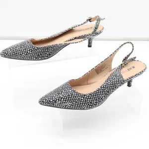 JustFab Mariona Black White Textured Slingback Kitten Heels Size 8.5 Pointed Toe thumbnail 2