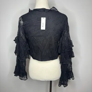 Nasty Gal - Black Lae Ruffle Tie Front Fluted thumbnail 4
