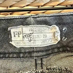 Free People Mid-Rise Washed Black Raw Hem Bell Bottom Flare Jeans, 29 thumbnail 7