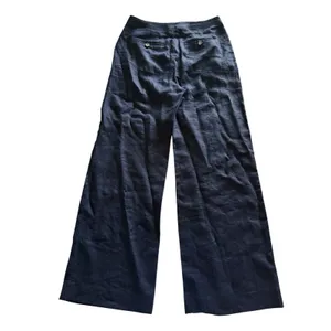 Boden Eldon Linen Wide Leg Trousers Pants Size 6 US Navy Blue Career Office thumbnail 5