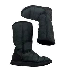 Uggs classic black tall boots winter slip on boots leather sheepskin fur lined 7 thumbnail 2