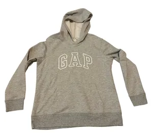 Gap Women's Fleece Pullover Hoodie Gray Embroidered Arch Logo Size Medium thumbnail 1