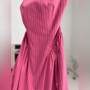 Pistola Sadee Open Back Midi Dress Magenta Pink Stripe Cotton Summer Sundress L thumbnail 10