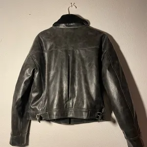 Avec Les Filles Black Faux Leather Jacket with Black Faux Fur Collar thumbnail 2