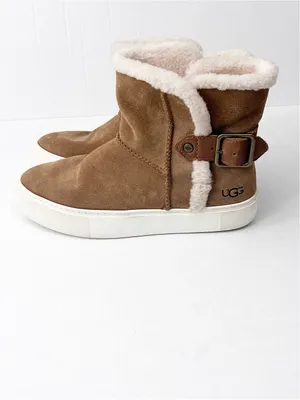 UGG Aika Suede Upper Pull On Adjustable  Buckle Lined Sneaker Boots Size 8 Cozy thumbnail 7
