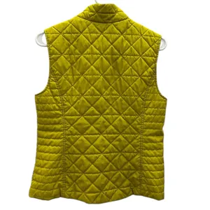 GH Bass and Co Quilted Vest Chartreuse Zip Front Fleece Collar Zip Pocket Medium thumbnail 10