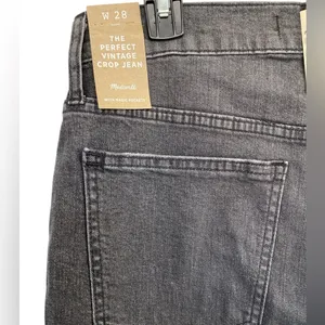 Madewell The Perfect Vintage Crop Jeans High Rise Stretch Washed Black NWT thumbnail 9