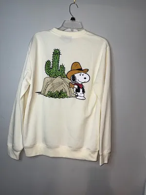 Peanuts Cream Crewneck with Snoopy Cowboy Graphic thumbnail 4