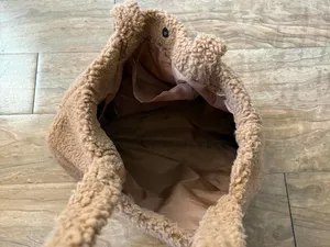 PINK Victoria's Secret Teddy Sherpa Tote in Camel Brown thumbnail 3