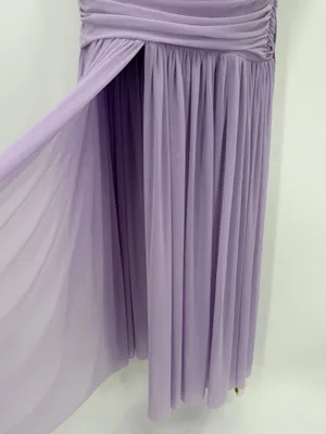 Formal Bodycon Dress Women’s S Purple Ruched Mesh 1 Shoulder Maxi-LAGSHIAN Brand thumbnail 5