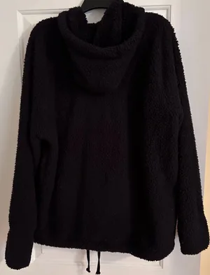 Fluffy Black quarter zip sweatshirt Hoodie thumbnail 2