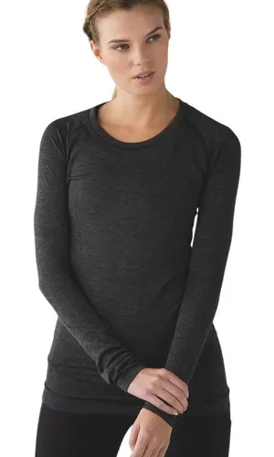 Lululemon Swiftly Tech Long Sleeve Crew 6 ORIGINAL Fit Heathered Dark Slate Grey thumbnail 1