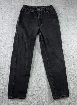 Levi's 550 Relaxed Fit Tapered Leg Jeans Black Denim Women 10 Made‎ in USA thumbnail 1