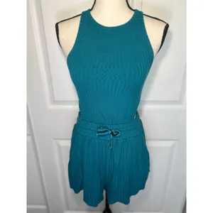 FP Movement‎ Blissed Out Romper S Teal Ribbed Cutout Activewear Athleisure thumbnail 2