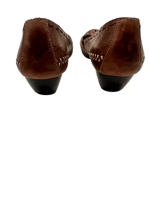 Bass Size 8m Brown Leather Slip-On Loafers Cutout Design Low Heel thumbnail 6