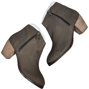 Diba Womens Taupe Sequoia Suede Leather Block Stack Heel Booties‎ 8.5 thumbnail 1
