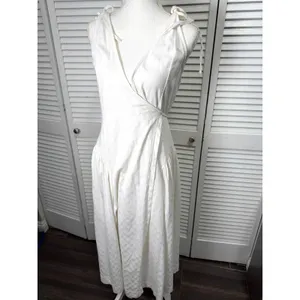 FREE PEOPLE FREE-EST MAISIE MIDI WRAP DRESS TIE SHOULDERS SMALL IVORY Cotton thumbnail 7
