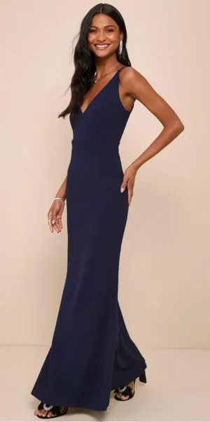 Lulus Navy Blue Sleeveless Maxi Dress thumbnail 2