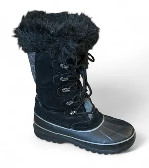 Khombu Nordic 2 women's black suede leather winter snow boots size 7M‎ thumbnail 1