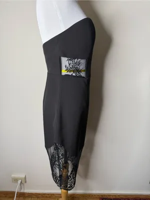 NBD Black Pictute Me Strapless Lace Midi Dress thumbnail 5