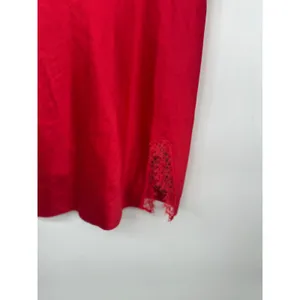 Victorias Secret Slip Dress Women XL Red Eyelash Lace Trim Satin Chemise Nightie thumbnail 2