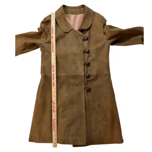 Vintage 60’s Leather Jacket Coat Brown Small Suede Leather Buttons Lined Collar thumbnail 7