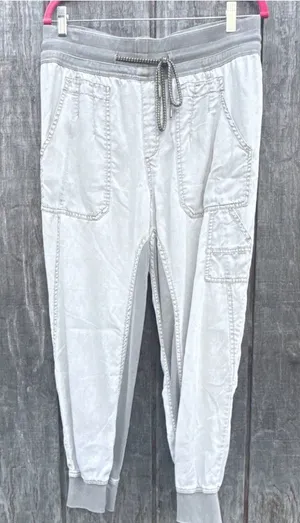 Anthropologie Women Gray Solid Jogger Pants Tapered Elastic Waist Pockets Sz M thumbnail 1