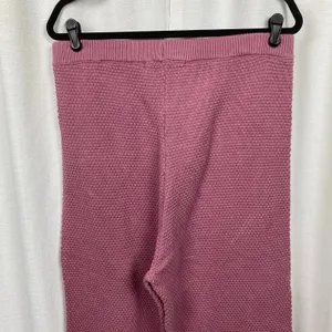 Free People Rose Pink Hailee Sweater Waffle Knit Wide Leg Cropped Pants Sz.L thumbnail 9