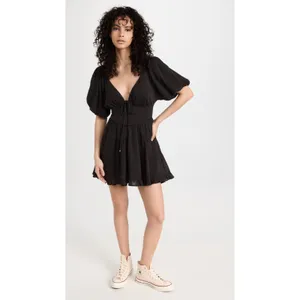 Free People Women's Perfect Day Cotton Mini Dress Black size Medium Open back thumbnail 4
