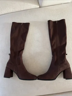 Jeffrey Cambell Hot Lava -K2 Knee-high stretch boot, Brown Suede, Size 10, NWT thumbnail 5