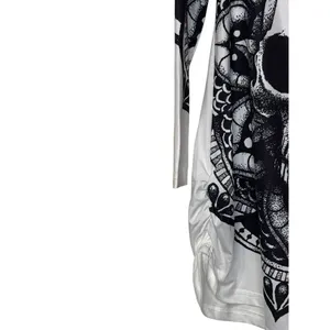Dressfo Women's‎ Top Gothic Skull Bone Print Long Sleeve Off Neck White Sz.6 NWT thumbnail 2