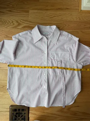 Parker Stripe Cotton Cropped Button Down Utility Pocket Shirt Size M/L thumbnail 8